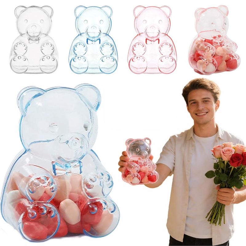 Bear Container for Valentine's Day,Small Fillable Plastic Bear Containers for Valentine’s Day, Reusable Present Box for Candy, Party Favors & Festive Storage - Image 2